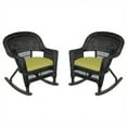 thumbnail image 1 of Jeco Chaise en Osier avec Coussin Vert - Ensemble de 4, Noir, 1 of 1