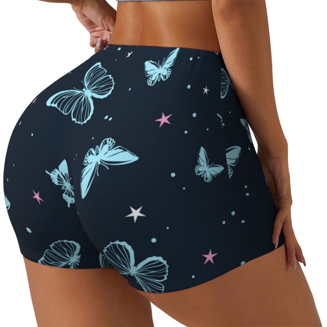 Fotbe Beautiful Butterflies Shorts Sin Costuras – Shorts Deportivos de Cintura Alta para Mujer, Elásticos para Gimnasio, Yoga, Running o Ciclismo-X-Large