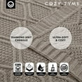 thumbnail image 5 of Jamar Taupe Polyester 50x60 Inches Chenille Diamond Cable Cozy Knit Throw, 5 of 8