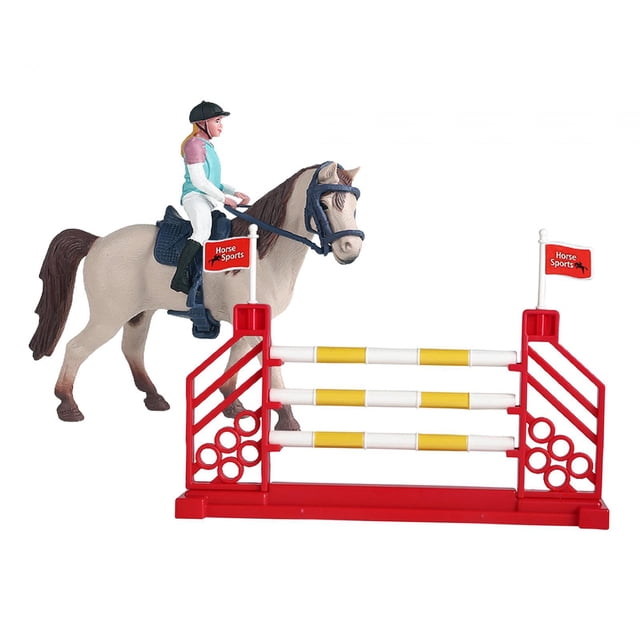 3 juguetes ecuestres para caballos con figuras de jinete y valla para niños y niñas Mujer Jinete