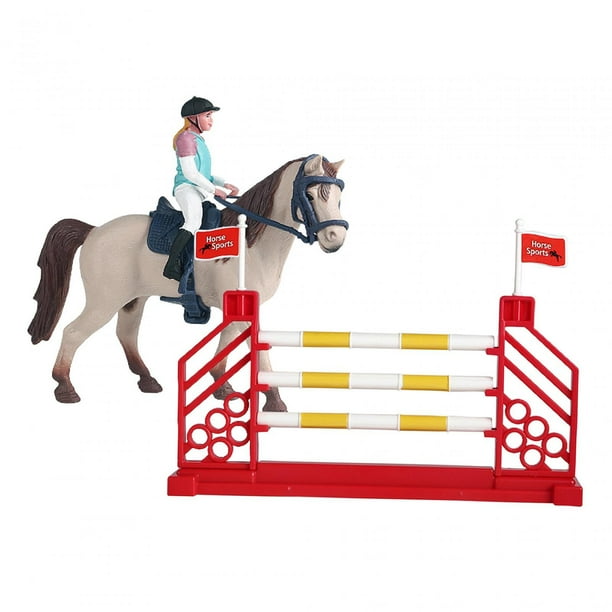 3 juguetes de caballo con figuras de jinete y vallas, juego de caballo y jinete para niños de 3 años Mujer Jinete