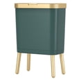 thumbnail image 2 of Cateissary Cesto de basura moderno y estrecho para cocina - Bote de basura fácil de usar con botón elegante Suministros de limpieza para el hogar oro Verde (15L33.2*19.6*48.5cm, 2 of 6