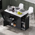 thumbnail image 4 of Harper & Bright Designs Kitchen Island with Storage Tilt Trash Can Cabinet and Pull Out Cabinet Organizer, Rolling Kitchen Island on 5 Wheels with Drop Leaf, Drawers and Door, Black, 4 of 18