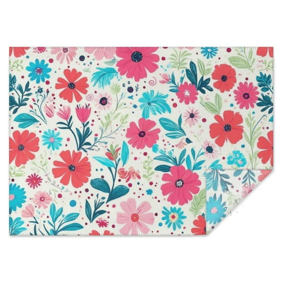 Pioneer Flower Floral Print Pattern Rectangle Tablecloth 60"x84",Waterproof Polyester Rectangle Table Cloth, Wipeable Spillproof Polyester Tablecloth for Dining, Camping, Indoor and Outdoor