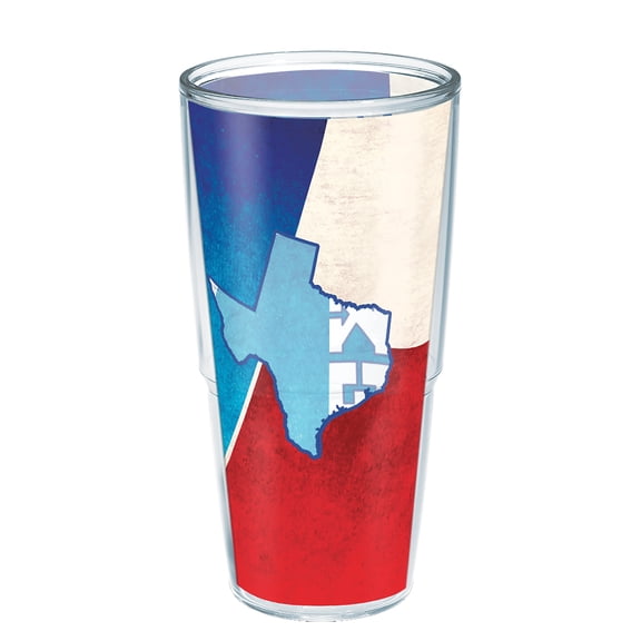 Tervis Texas State Flag Colossal Made in USA Double Walled  Insulated Tumbler Travel Cup Keeps Drinks Cold & Hot, 24oz - No Lid, Clear