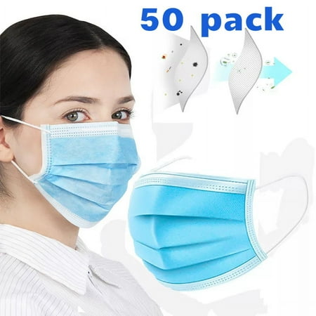 50 PCS Disposable Face Masks 3-Ply Surgical Mouth Cover FAST AND FREE SHIPPING FROM CALIFORNIA