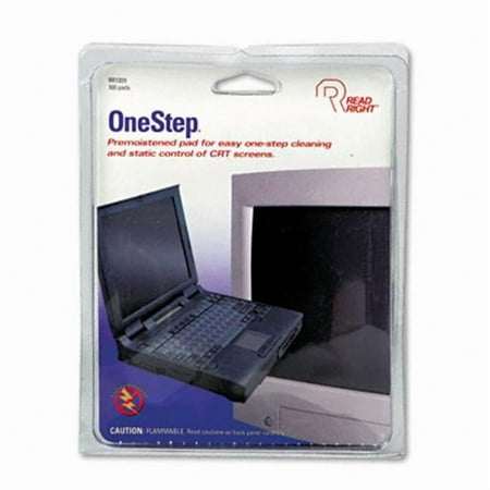 Read Right OneStep CRT Screen Cleaning Pads 5 x 5 Cloth White 100 Pack