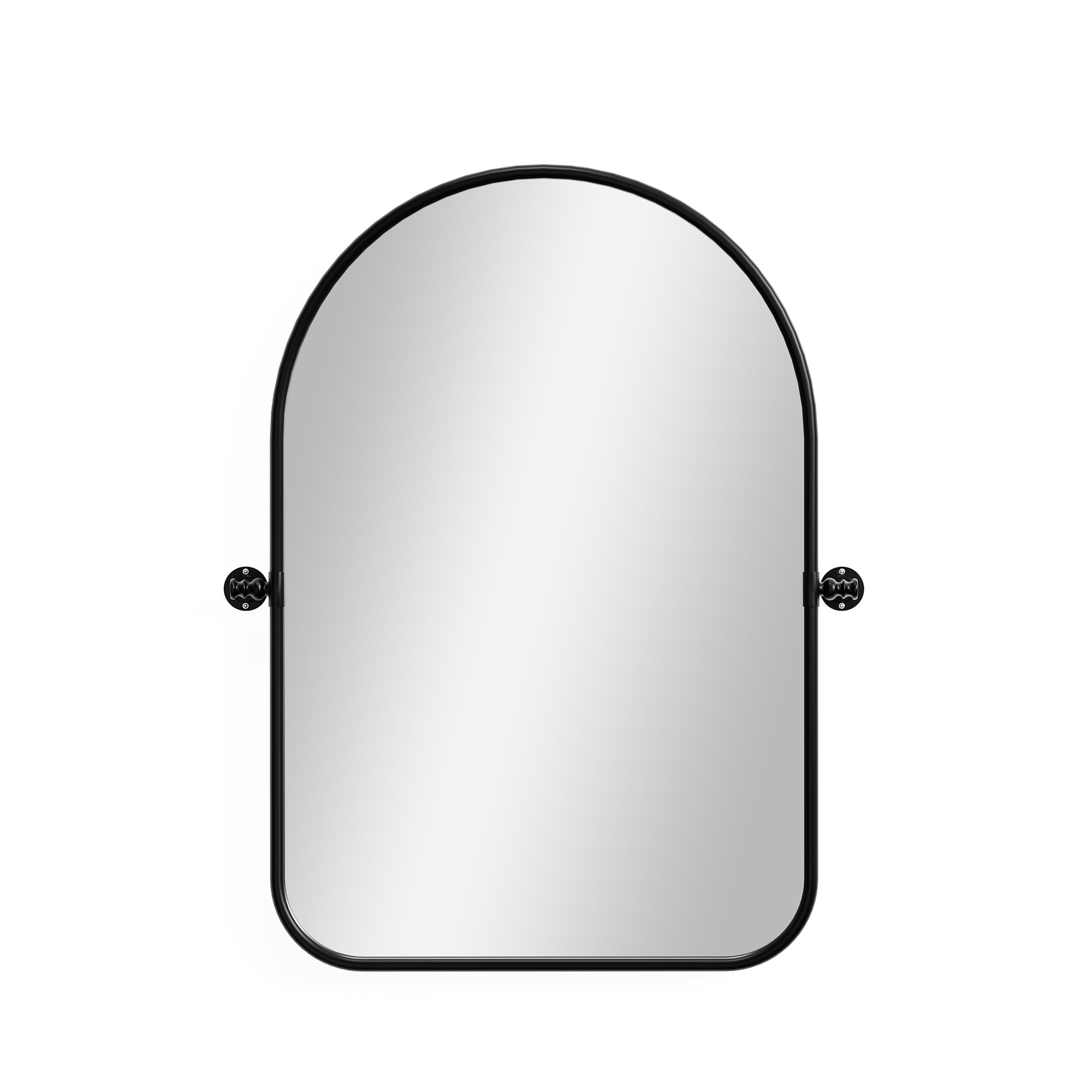 MAYEERTY 32"×23" Black Iron Arched Wall Mirror Rounded Corners, Rotating Hardware for Flexible Placement