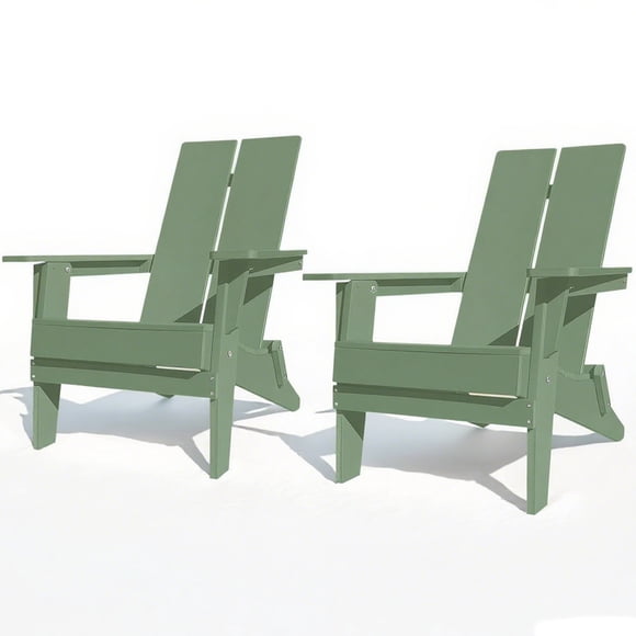 Ensemble de 2 Chaises Adirondack, Chaise Pliante Moderne en Plastique pour l'Extérieur avec Porte-Gobelet, pour Patio, Jardin, Cour, au Bord de la Piscine