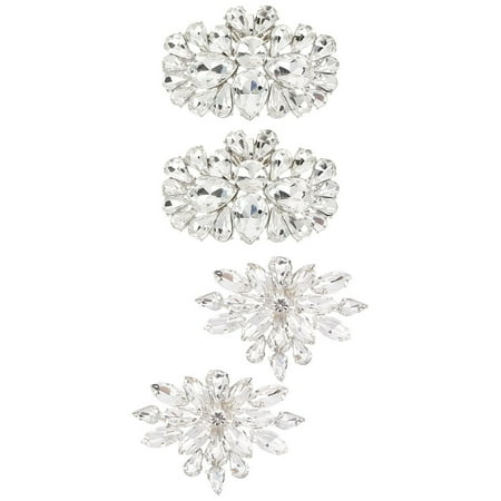 2Box 2PCS Crystal Shoe Clips 59x43mm Silver Rhinestones Flower Shoes Jewelry Decoration Fashion Elegant Shoe Buckles with Storage Box for Women Pumps Flats Heels Bags Wedding Party