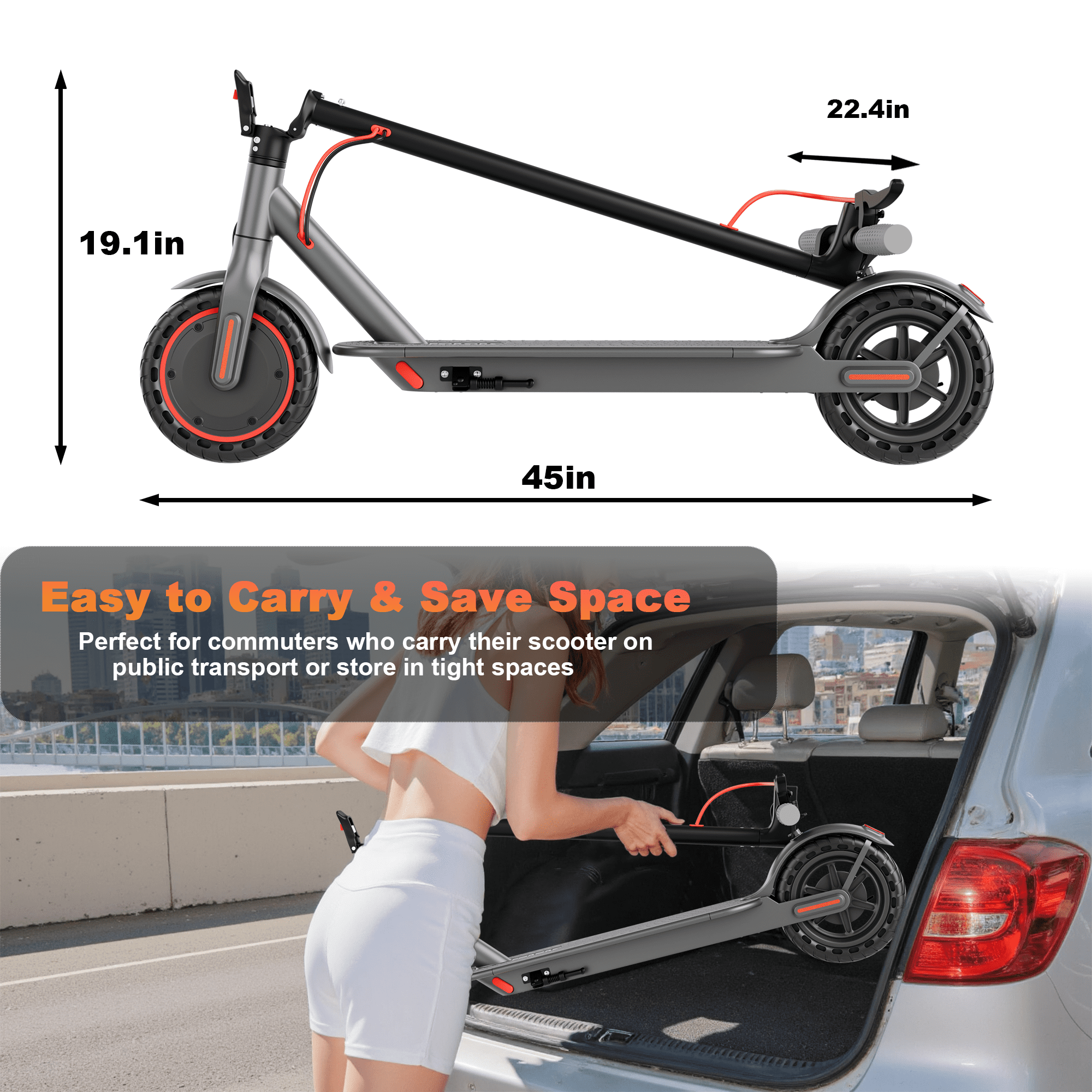 PORORO Electric Scooter with Seat, 8.5" Folding Commuter E-Scooter for Adults, 350W Motor, 16MPH & 10-15Mile Range