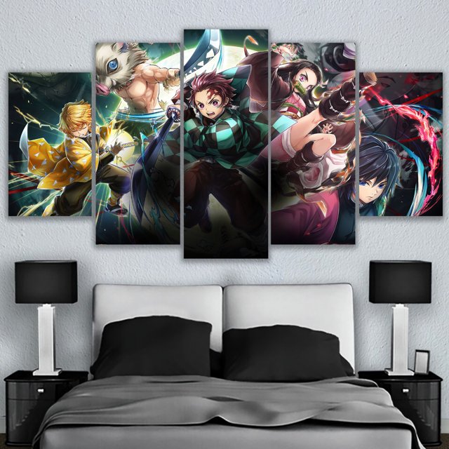 5 Cuadros Decorativos Demon Slayer Personajes Canvas Listo Para Colgar Jungle Art Impresion Tela Arte