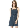 thumbnail image 3 of MODA NOVA Junior's Adjustable Strap a-Line Overall Denim Dress, 3 of 7