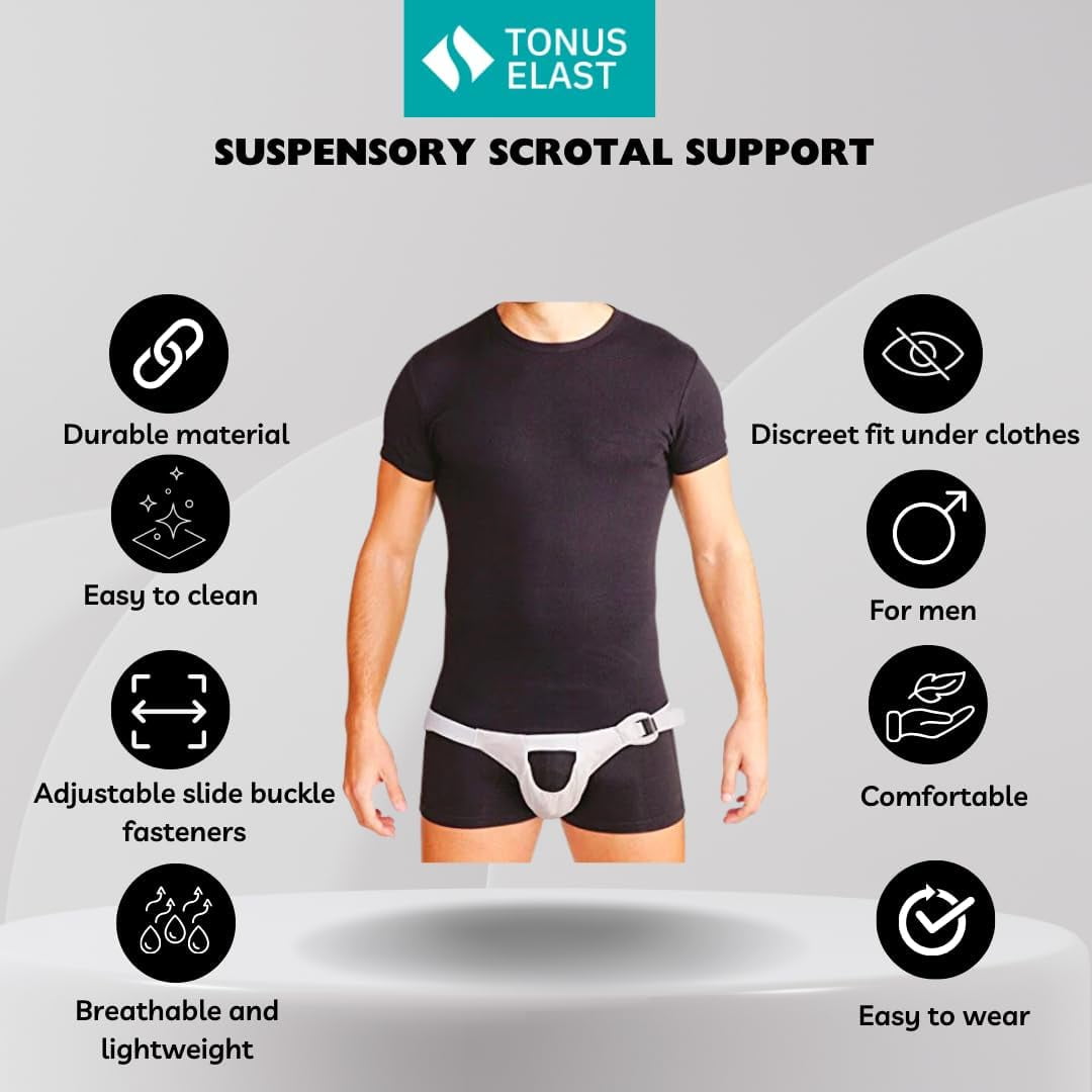 Tonus Elast Suspensory Scrotal Support  For Enlarged Scrotum, Hydrocele,  Prostate and Vasectomy Relief- M 