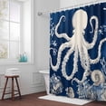 thumbnail image 3 of Ocean Octopus Bathroom Shower Curtain, Retro Nautical Coastal Sea Octopus Coral Shell Seaweed Waterproof Washable Soft Bath Curtain for Bathtub Decor with 12 Hooks&Grommet, 48x72 Inch, 3 of 9