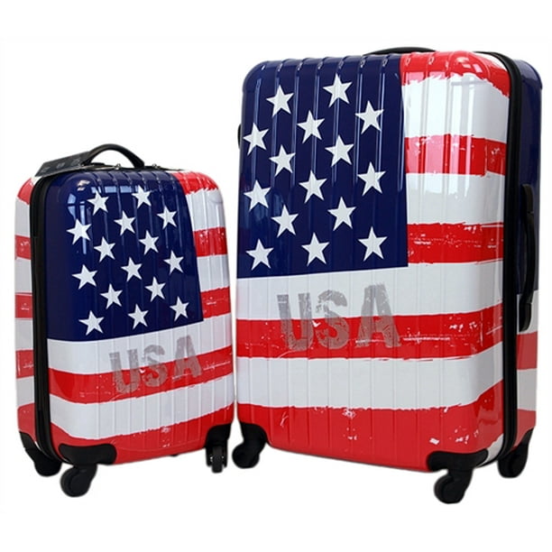 swisscase 4 Wheel Spinner 2 PC Luggage Set Patriotic USA Hardside