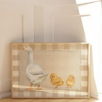 Brown Gingham Mother Goose Horizontal Print, Nursery, Botanical, Cottage Core Decor, Farmhouse Wall Art, Modern Wall Decor For Living Room, 12x18 UNFRAMED