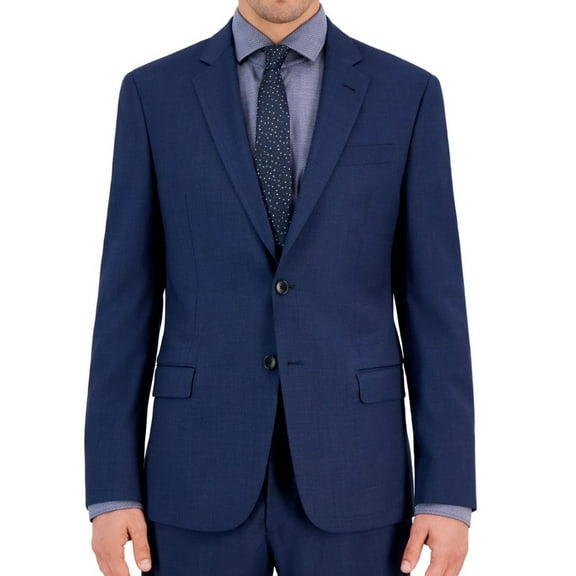 Armani Mens Solid Slim Fit Two Button Blazer Jacket, Blue, 38 Regular