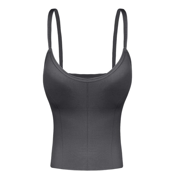 Womens Push-Up Racerback Solid Color Camisole - Bandeau Tank Top Comfortable Breathable Soft Fabric Everyday Inner Wear Lingerie Dark Gray