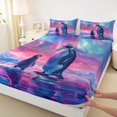 thumbnail image 3 of Homewish Cartoon Penguins Bed Sheets,Antarctic Animal King Sheets,Multicolor Aurora Sheet Set For Girls Kids,Ultra Soft Home Decor,4 Pieces, 3 of 7