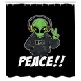 thumbnail image 2 of Ambesonne Alien Shower Curtain, Street Style Space Character, 69"Wx70"L, Lime Green Grey and Black, 2 of 4