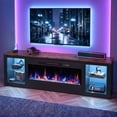 thumbnail image 6 of Bestier 70" Fireplace TV Stand for TVs up to 75", Modern Entertainment Center with 36" Electric Fireplace, TV Console with LED Lights and Adjustable Shelves for Living Room, Rustic Brown, 6 of 10