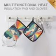 thumbnail image 4 of Yayeee Oven Mitts and Pot Holder Set of 2 Heat Resistant Kitchen Gloves Baking Hot Pad, Colorful Road at Night, 4 of 5