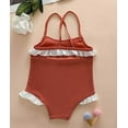 thumbnail image 6 of Styles I Love Toddler Kid Girls Ruffle One-Piece Swimsuit Solid Bathing Suit Beach Swimwear (Brick, 120/4-5 Years), 6 of 6