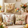 thumbnail image 6 of Easter Embroidered Linen Pillow Cover 18x18 Inch, 3D Floral Bunny Cushion Case for Spring Home Sofa Decor, 6 of 6