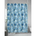 thumbnail image 5 of Marble Morocco Shower Curtain, Blue Modern Geometric Gold Abstract Plaid Waterproof Shower Curtain Set with 12 Hooks Lightweight Washable Fabric Shower Curtains for Bathroom 72x72 Inches, 5 of 6