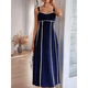 thumbnail image 5 of Vestido A Rayas para Mujer, con Tirantes Finos, y , Fluido Azul Marino S, 5 of 7