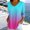 Sky Blue women gradient v neck blouses a1, variant on thefmos Women's 3/4 Sleeve Gradient Pullover Tops Summer V Neck Flowy Casual Blouses Loose Fit Cute Trendy Tshirt Basic Work Clothes, Light Blue S