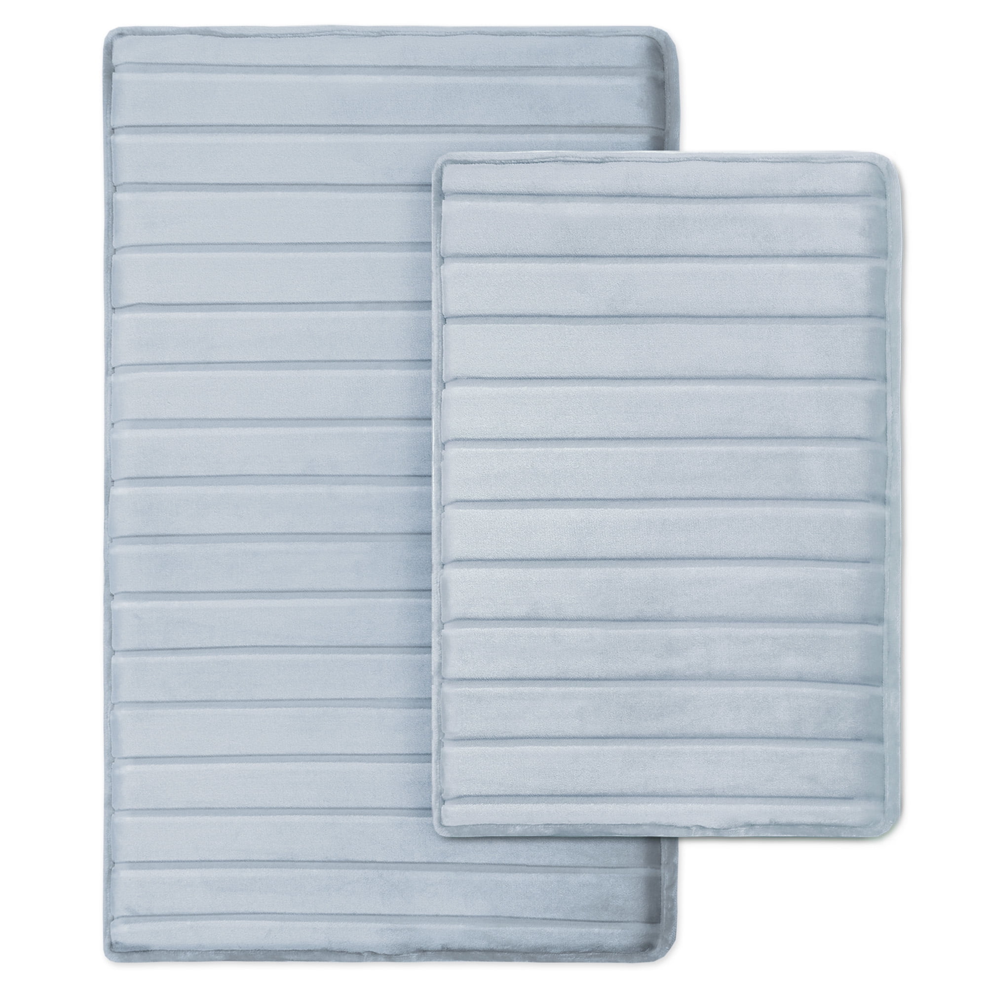 Microdry Modern Memory Foam Bath Mat Set, Navy (2-Piece)
