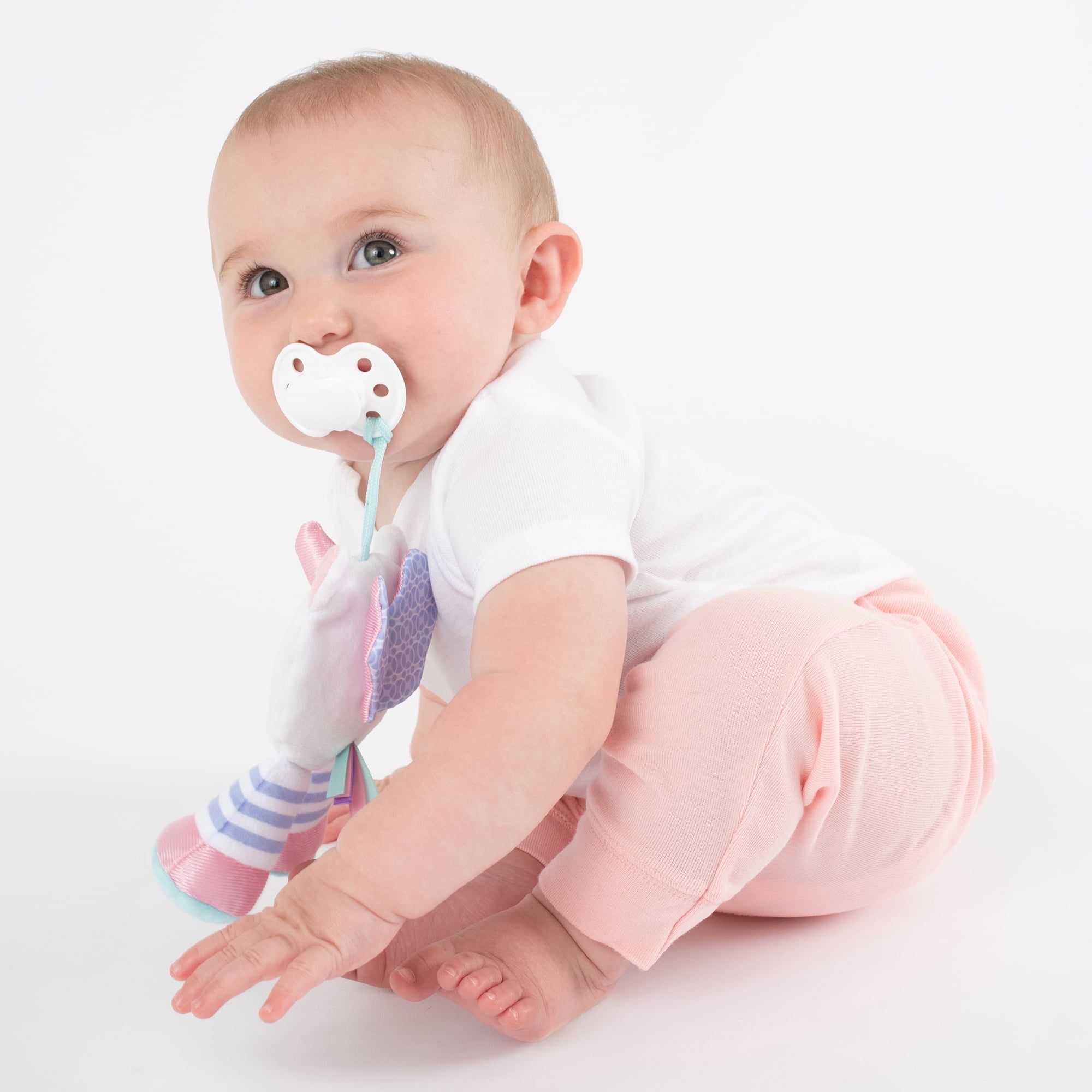 BooginHead Universal Pacifier Holder Stuffed Animal, Infant Toddler Boys and Girls, Unicorn
