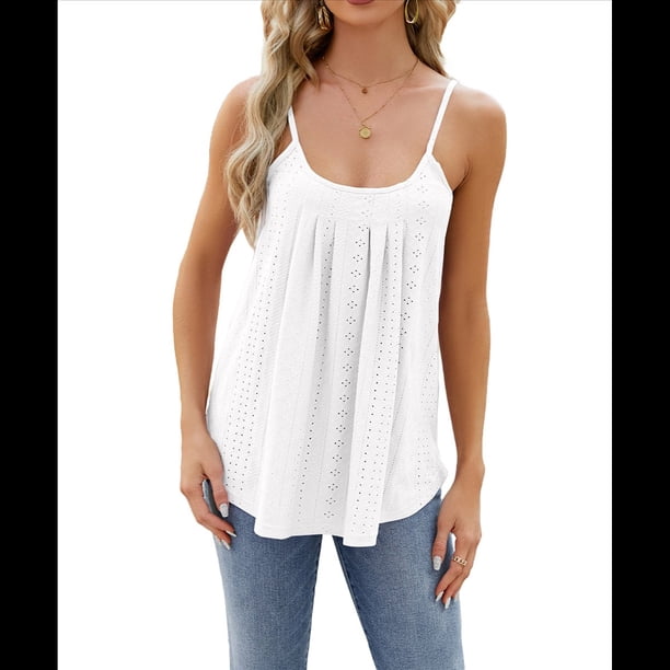 Camisetas Sin Mangas para Mujer, Top de Verano con Tirantes Finos, Camisa Holgada para Vacaciones en la Playa, Informal, 2025 S