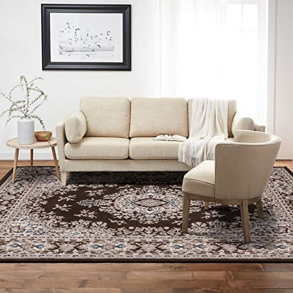 Home Dynamix Premium Sakarya Traditional Medallion Area Rug, Brown/Ivory, 5'3"x7'5"
