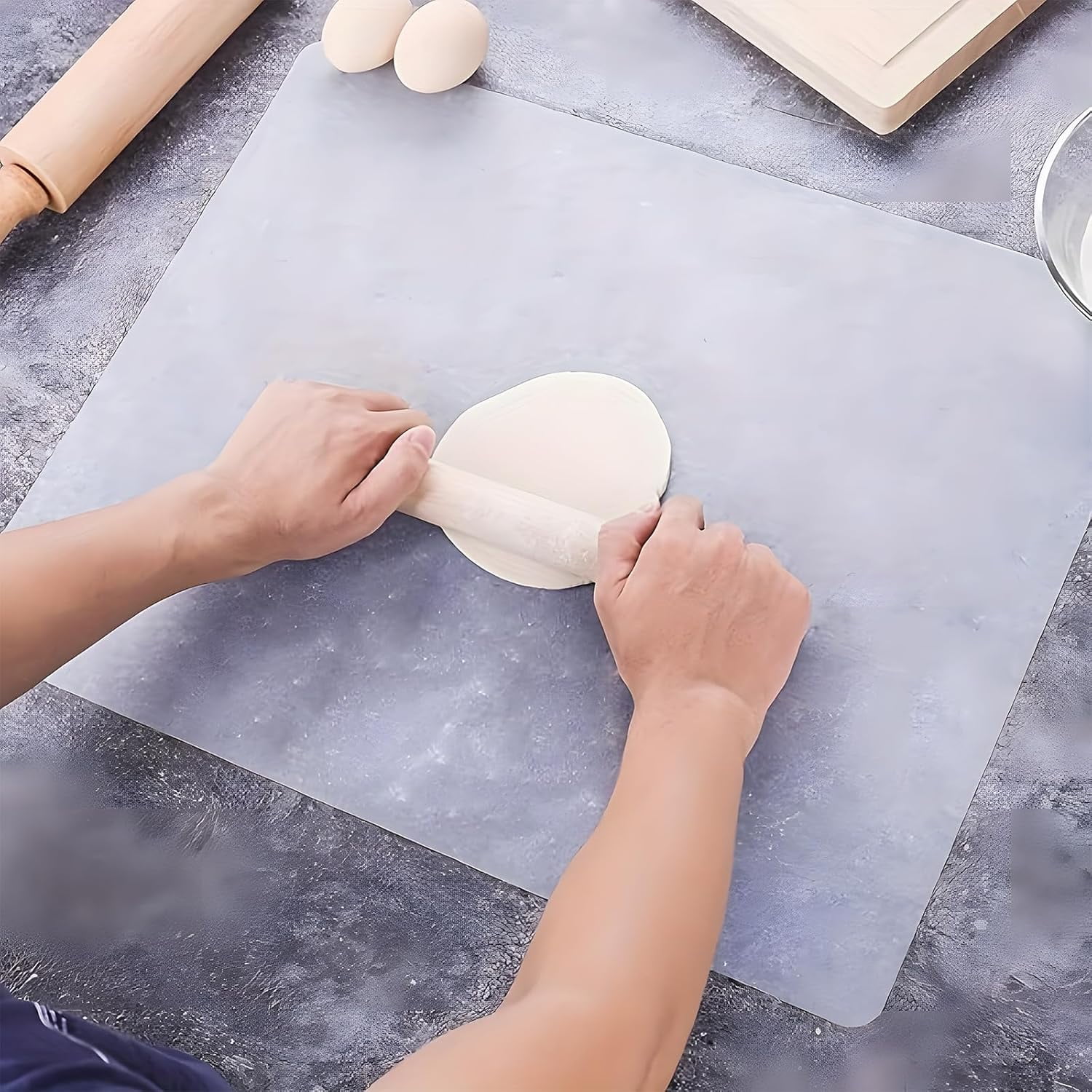 GIXUSIL 2 Pack Silicone Mats for Kitchen Counter, 23.62" x 15.75"x 1.5mm Thick Large Silicone Mat, Nonskid Heat Resistant Countertop Protector, Easy to Clean, White Translucent
