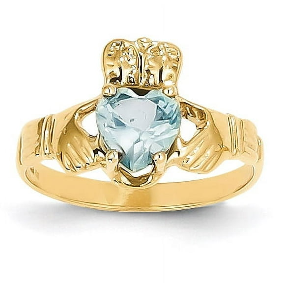 14k March Birthstone Claddagh Ring