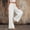 White, variant on Women's Summer Cotton Linen Blend Solid Color Loose Fit Straight Leg Pants Button Detail Side Pockets Pleated Long Trousers White