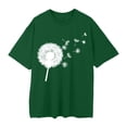 thumbnail image 3 of Women's Short Sleeve T-Shirt Blackish Green Summer Casual Short Sleeve Dandelion Print Women's Crew Neck Loose Tee Women Spandex Shirts, 3 of 3