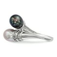 thumbnail image 3 of Sterling Silver Rh 7-8mm Black/Grey Rice Fwc Pearl Cz Ring (Size 8) Made In China qr6549-8, 3 of 4