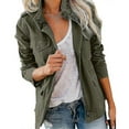 thumbnail image 1 of Ladies Snap Buttons Military Jacket Streetwear Fall Coat Long Sleeve Utility Jackets, 1 of 3