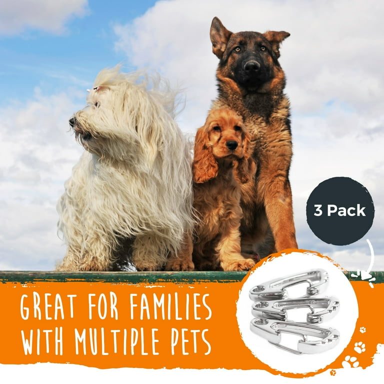 Mighty Paw, Dog Tag Carabiner Clips, 3pk, Stainless Steel