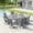 Gray Table- Gray Chairs, variant on VOXBIN 5 Pieces Outdoor Dining Set for 4-40.6" Round Patio Table and 4 Swivel Chairs, Grey Wood Tabletop and Grey Fabric