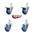 thumbnail image 2 of 3.5 Inch Blue Poly Swivel 3/4 Inch Square Stem Caster Set 2 Total Lock Brakes, 2 of 2