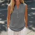 thumbnail image 2 of Linen Tank Tops for Women Solid Button down Tank Top Sleeveless Loose Tank Top Size M, 2 of 6