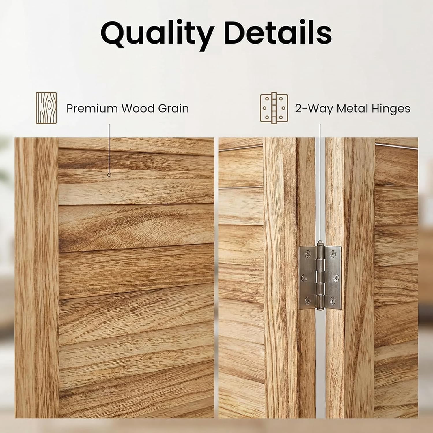 4 Panel Bamboo Room Divider with Shelves, Lightweight Privacy Screen for Bedroom Home Office, No Assembly Required