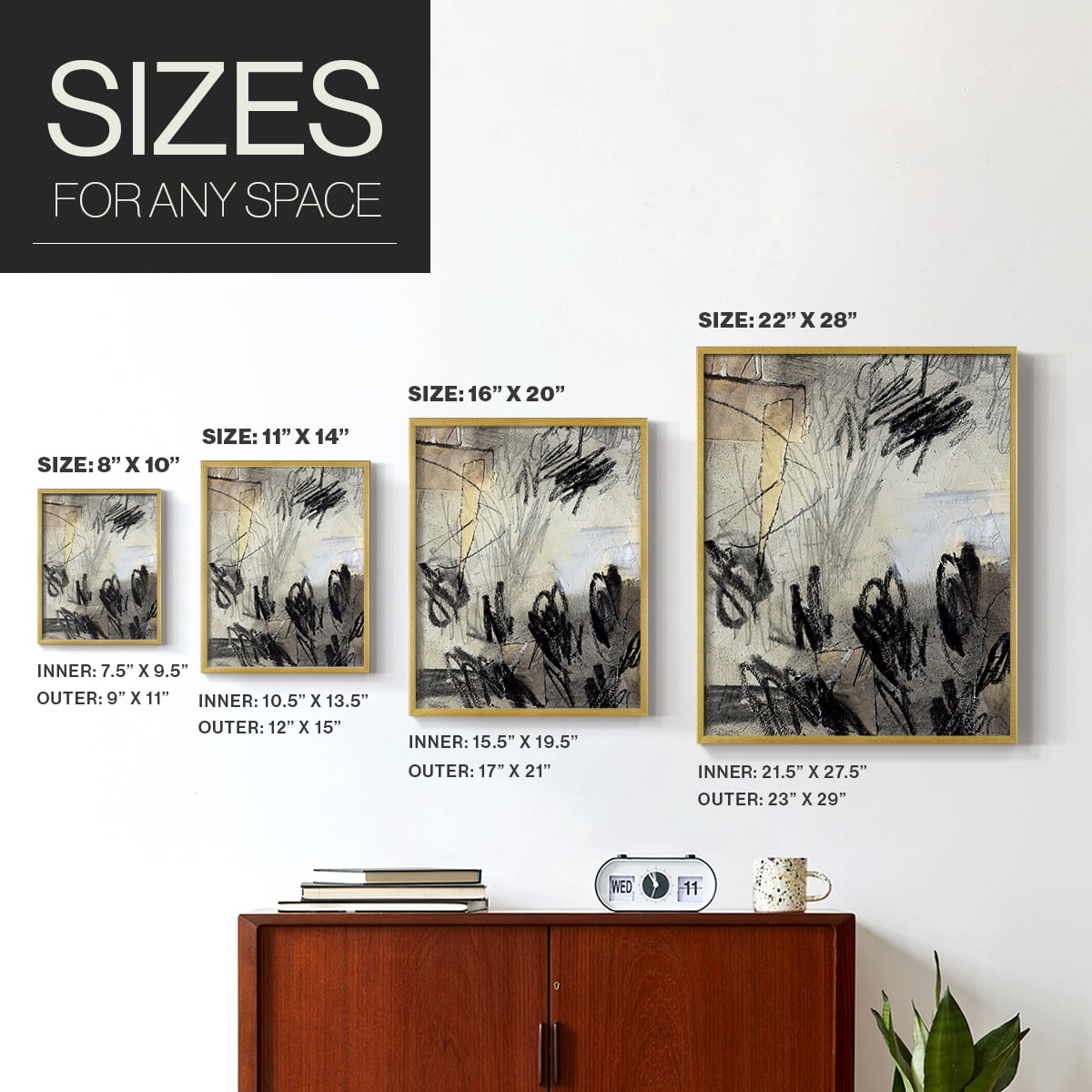 Masked Notes IV Framed Print in Gold Solid Wood Framed Print No Nail Hanging