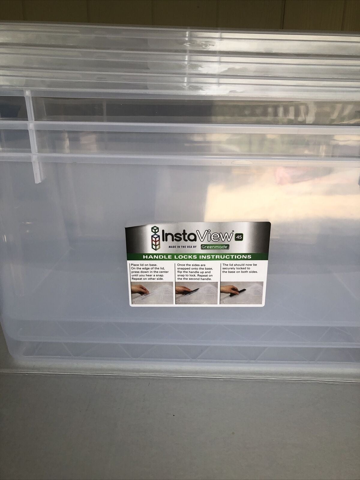 Greenmade InstaView 3 Pack 45 Quart Multi-Use Storage Bins M4A. New