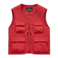 thumbnail image 2 of Men's Summer Fishing Utility Vest, Quick Dry Multi Zipper Pocket Sleeveless Jacket with Mesh Lining, Full Zip V-Neck for Photography, Hiking and Outdoor Activities, Big and Tall Size M-6XL Red, 2 of 3